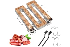 AVIDA ZEN Générateur de Fumée Froide pour Fumoir – Fumoir Viande et Poisson – Serpentin pour Fumoir alimentaire + OFFERTS 4 crochets + 2 Brosses de Nettoyage Grille Barbecue + 1 Bougie Chauffe-Plat