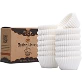 Mini Cupcake Paper Moulds, 400 Pieces, Non-Stick Food Grade Parchment, White Cupcake Paper Molds, Mini Size (Bottom Diameter