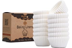 BAKE CHOICE Caissette Muffins Papier Mini,400 pièces Blanc,Caissettes Cupcake,Parchemin & Résistant à la Graisse,La fête,Mini Taille (Diamètre du fond 3,5 cm)