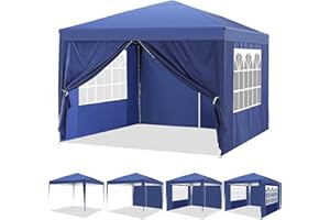 YUEBO Pavillon Wasserdicht Faltpavillon 3x3 Pavillon Faltbar Zelt Gartenpavillon mit 4 Seitenteilen