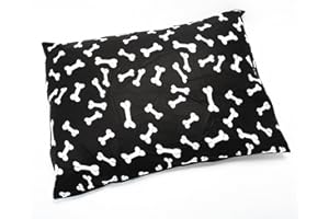 adsin Large Dog Bed Zipped Removable & Washable Pet Cushion Cover Only (Black Bone)