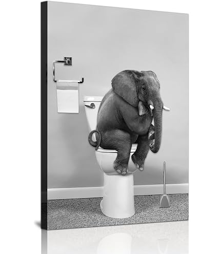 Stampa artistica su tela con cornice, motivo: scimmia che si siede sul WC Poster e stampe su tela astratta con animali da parete 42 x 60 cm cornice interna