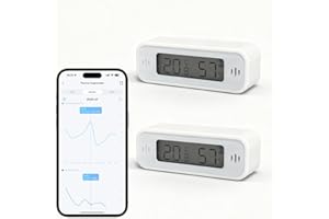 WIOONI WLAN Thermometer Hygrometer Innen, WIFI Temperatursensor mit App, Benachrichtigungen, Tuya/Smart Life Kompatibel für Babyzimmer Office Wohnzimmer Gewächshaus Lager Keller Weinkeller, 2