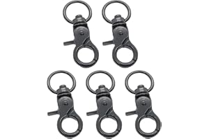 BIGCHEER 5 Stück Karabinerhaken Wirbelkarabiner,Zinklegierung Scherenkarabiner, Wirbel Schnappkarabiner,Robust Bolzen Karabiner, Karabinerhaken Hundeleine Schlüssel, für Hunde Gepäckschnalle Drehba(Schwarz)