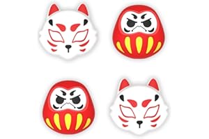 PlayVital Capuchon pour Switch Protection Joystick,Joycon Cover de Stick pour Nintendo Switch OLED/Lite Thumb Grip Caps Prises de Pouce-Daruma & Kitsune