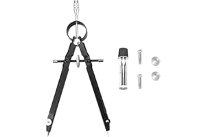 JeoPoom Schnellverstell Zirkel, Präzisions Spitzzirke, Metall Geometrie Zirkel, mit Spindelführung und Ersatzminen, für Schüler, Lehrer, Künstler, Architekten, Mathematiker, Ingenieure (Schwarz)