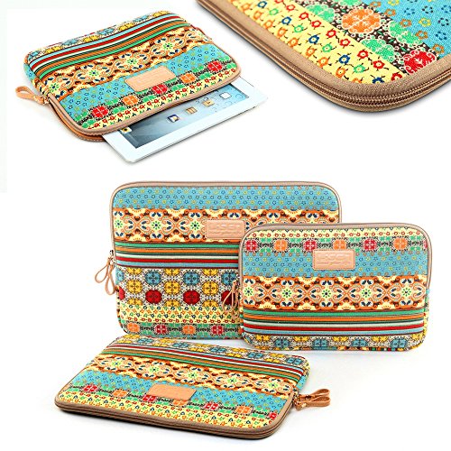 Laptophülle, Original UrCover® Laptop-Tasche aus Leinen im Canvas Bohème Look Netbook iPad Air 2 Laptop-Tasche Notebook Hülle LifeBook-Tasche 10 Zoll - 6
