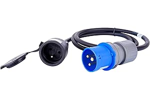 VSDITALIA - Prolunga Adattatore 30 Centimetri con spina Cee e Presa Standard Tedesco - Cavo 3G1.5 - Protezione IP44 - Camper Campeggio Cantiere Giardino (30 centimetri)