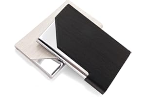 ‎SENBALER Senbaler 2 Stück Slim Visitenkartenetui Edelstahl,PU-Hülle,Kartenhalter für Damen Herren,Fasst 25 Karten (Weiß + Schwarz)