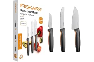 ‎FISKARS Fiskars Functional Form Zestaw Noży Kuchennych, Czarny/Pomarańczowy, 3 elementy