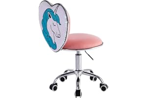 WAHSON OFFICE CHAIRS Wahson Krzesło biurkowe dla dzieci, regulowana wysokość, krzesło obrotowe z oparciem, wzór zmieniający kolor cekiny, krzesło do nauki dla dzieci (różowe)