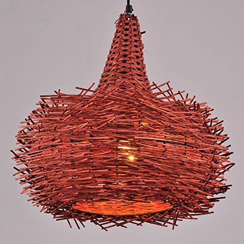 GQLB American Country Garden Lighting 40W Creative Personality Bedroom Light Pastoral E27 Birdcage Rattan Bar Bar Light 370 * 350MM Southeast Asian Restaurant Lighting