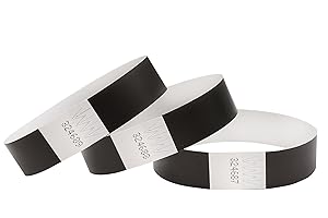 CINTAPUNTO 1000 Stück Eintrittsbänder Tyvek-ähnliches, Einlassbänder, Festival Armbänder, Neon Wristbands,Identifikationsarmbänder für Veranstaltungen, Sicherheit, Partys (Schwarz, 1000)