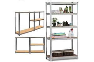 Feidak Heavy Duty 5 Tier Metal Garage Shelving Unit 180x90x40cm Boltless Design Storage Shelves Shed Kitchen Racking