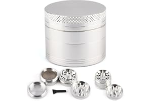 Novaease Silver 40mm Herb Grinder, Grinder for Dry Herb Portable Zinc Alloy Metal Grinders