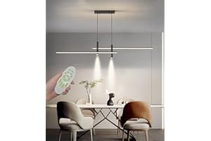 DEEVIN Nowoczesna lampa wisząca Led do jadalni Ściemnialna lampa wisząca ze sterowanym, żyrandol z regulacją wysokości, oświetlenie do biura, jadalni, restauracji, kuchni