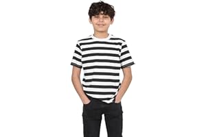 Grunge Wear® Children’s Kids Unisex Striped T-Shirt - Boys Girls Crew Neck Short Sleeve Stripes School Book Week Casual Summer Cotton Tee Top Age 5-13 Years