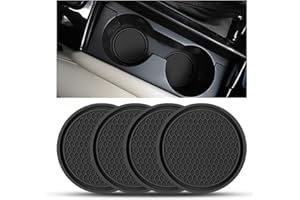 CGEAMDY 4 Pièces Sous Verres Voiture Universel Anti Dérapant en Silicone, Porte Gobelet en PVC Épais, Tapis Universels pour Gobelets Automobiles, Caboteur Tasse (Noir)