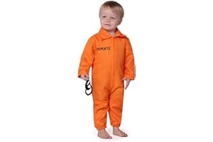 Spooktacular Creations Baby Unisex Jailbird Costume, Jail Prisoner Costume Jumpsuit for Toddler Girls Boys Halloween Dress Up Party