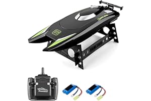 Hylukon 2.4G Remote Control Boat for Pools/Lakes/Seaside, 15+ MPH High Speed Racing Boat with Dual-motor, 2 CH 100M Self-righting RC Boats Low Battery Reminder, Gift for Kids Adult