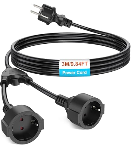 Double Fiche Pour Prise, Rallonge Courte Avec 2 Prises, Adaptateur De Prise 2 Prises, 16 A / 250