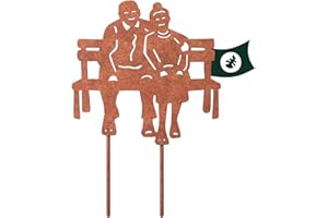 ‎VERDOBA VERDOBA Altes Pärchen Gartendeko Rost - Oma und Opa Figuren Garten Deko mit Rostpatina - Gartenstecker Rost - Oma und Opa auf Bank aus stabilem Eisen - Rostdeko Gartendeko - Rostdeko für den Garten