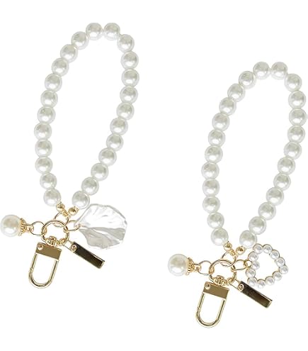 VGECEE Set 6 Portachiavi Da Polso Con Perle Dorate – Colorati, Multiuso, Regalo Per Donne E Ragazze - 2