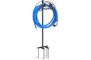 iRhodesy Support de Tuyau d'arrosage, Robuste Support d'eau en métal pour l'extérieur, Bleu, Stable et sur Pied