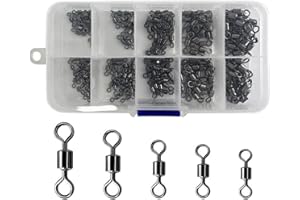 CRAZY SHARK 210 Stück Wirbel zum Angeln, Starke Angelwirbel zum Spinnfischen, Verbindungswirbel zwischen Hauptschnur und Vorfach, hohe Tragkraft, Angel Zubehör Geeignet für alle Angelszenarien