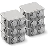 FAMATEL &ndash; Pack of 6 Waterproof Boxes (3002) | IP65 | 90 x 90 x 42 mm | With Cones | Snap On Lid | Easy Assembly | High Impact
