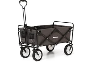LifeGoods Chariot Pliable Enfant - Chariot De Transport - De Jardin - Chariot De Plage - Chariot - roulettes Pivotantes - 2 Stands Capacité De Charge 70KG - Gris