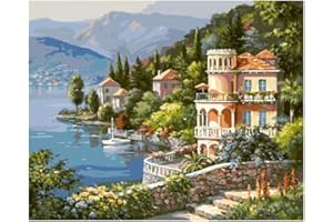 KAIETEUR Kit de peinture par numéro pour adulte, kit de peinture sur par numéro pour enfants ou débutants pinceaux de peinture, pigment acrylique, peinture à dessin,40 x 50 cm sans cadre(château)