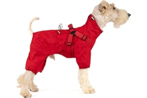 Mile High Life Impermeable para Perros pequeños, Impermeable Ajustable con arnés y Banda Reflectante (Rojo, M)