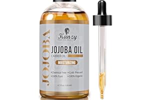 Kanzy Jojoba Oil Organic Cold Pressed 100% Pure 120ml Hexane Free Carrier Oil for Hair Nails Body Skin & Face Body Oil-Certif