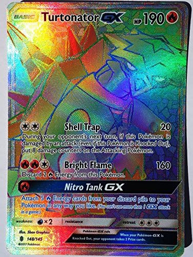 Pokemon, S&M Guardian Rising, Turtonator GX 148/145, Secret rare, Mint, Full Art