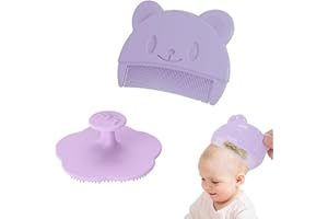 BAVOOTY Cepillo de Ducha de Bebé,Cepillo Costra Láctea Bebe,Juego De Cepillo y Peine Para Bebé,Cepillo de Baño para Bebés,Cepillo y Peine para la Costra Láctea,Cepillo de Silicona para Baño Del Bebé,Púrpura