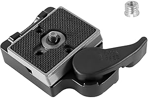 FAEFTY Piastra Sgancio Rapido Cavalletto con Vite da 1/4" per Manfrotto 200PL-14, Piastra di Rilascio Rapido con Adattatore Vite da 3/8 a 1/4 per Fotocamera Treppiede, Testa a Sfera