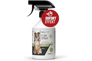 ReaVET Flohspray für Katzen & Hunde 500ml - Sofortschutz gegen Flöhe bei Befall & vorbeugend mit Langzeitschutz, Flohmittel auch für Wohnung, Möbel I Anti-Floh-Spray