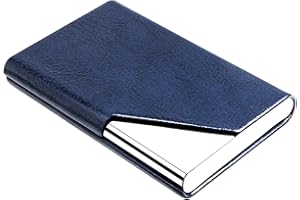 padike Business Name Card Holder Leather & Stainless Steel Multi Card Case,Business Name Card Holder Wallet Credit Card ID Case/Holder for Men & Women - Keep Your Business Cards Clean