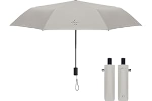 AMBRA UV PROTECTION Ambra UV: ombrello automatico con protezione UV. Ombrello tascabile antivento per pioggia e sole. Grigio chiaro