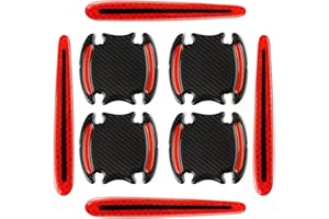XIKSJW 8 Pezzi Universale 3D in Fibra di Carbonio Auto Maniglia della Porta Auto Vernice Protezione AntiGraffio Adesivo per Maniglia della Porta Auto Copertura AntiGraffio Pellicola Protettiva-Rosso