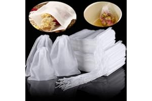 HJFH Bolsas de té con cordón de papel de filtro fino desechable (200 unidades) para té suelto de frutas, té de flores de té, especias, café, 2 tamaños diferentes de 7 x 9 cm y 5,5 x 7 cm