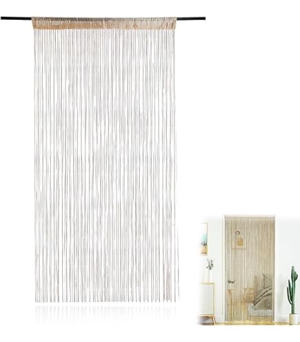 Rideau Anti-mouche 100x200 Cm Champagne - Découpable, Polyester, Régule Lumière, Pour Porte Intérieure/extérieure