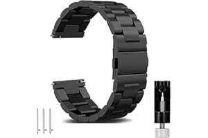 OTOPO Kompatibel Samsung Galaxy Watch 4/6 Classic Armband 46mm 47mm 42mm 43mm,Watch 4/5/6/7/FE 40mm 44mm,Active 2 Armband Metall Frauen Männer, 20mm Metallarmband Edelstahl,Schwarz