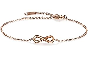 JewelryWe Schmuck Damen Armband Fußkettchen, Infinity Unendlichkeit Herz Lieben Zeichen Charm Fußkette Armkette Armreif, Zirkonia Diamant Edelstahl, Geschenke für Frauen Mädchen