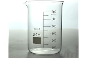 BrightFootBook Bicchiere Graduato in Vetro,Becher Griffin,Vetro Borosilicato 3.3,Resistenza alle Alte Temperature,per Laboratorio,Esperimenti Scientifici,150Ml/250Ml,600ml
