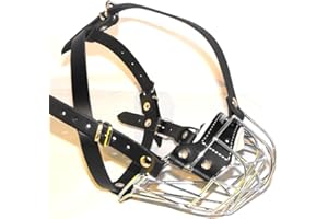 L&J PETS UK Museruola in metallo per bulldog francesi | Museruola per museruola francese in metallo forte (argento / pelle nera, B1 Frenchi)