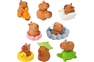 GlamRays Figuras Capibaras Mini 13 Piezas Pequeñas Capibaras para Salpicadero Casa de Muñecas Miniaturas Animales de Resina para Jardín de Hadas Decoración del Hogar Capibara