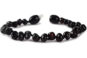 Baby J's - Polished Ruby Coloured Bracelet/Anklet - Sizes 12-18cm - Premium Amber Bracelet - Handcrafted with 100% Baltic Amber - Fitted with a Safety Screw Clasp - Knotted to Prevent Scattering