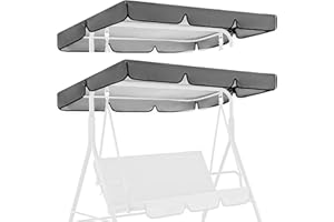 BORDEAG Sonnendach Für Hollywoodschaukeln, Universal Outdoor Sonnendach 210 X 145 cm, Wasserabweisend Hollywoodschaukel Ersatzdach, Gartenschaukel Sonnendachs Für Garten-Schaukel (Grau)